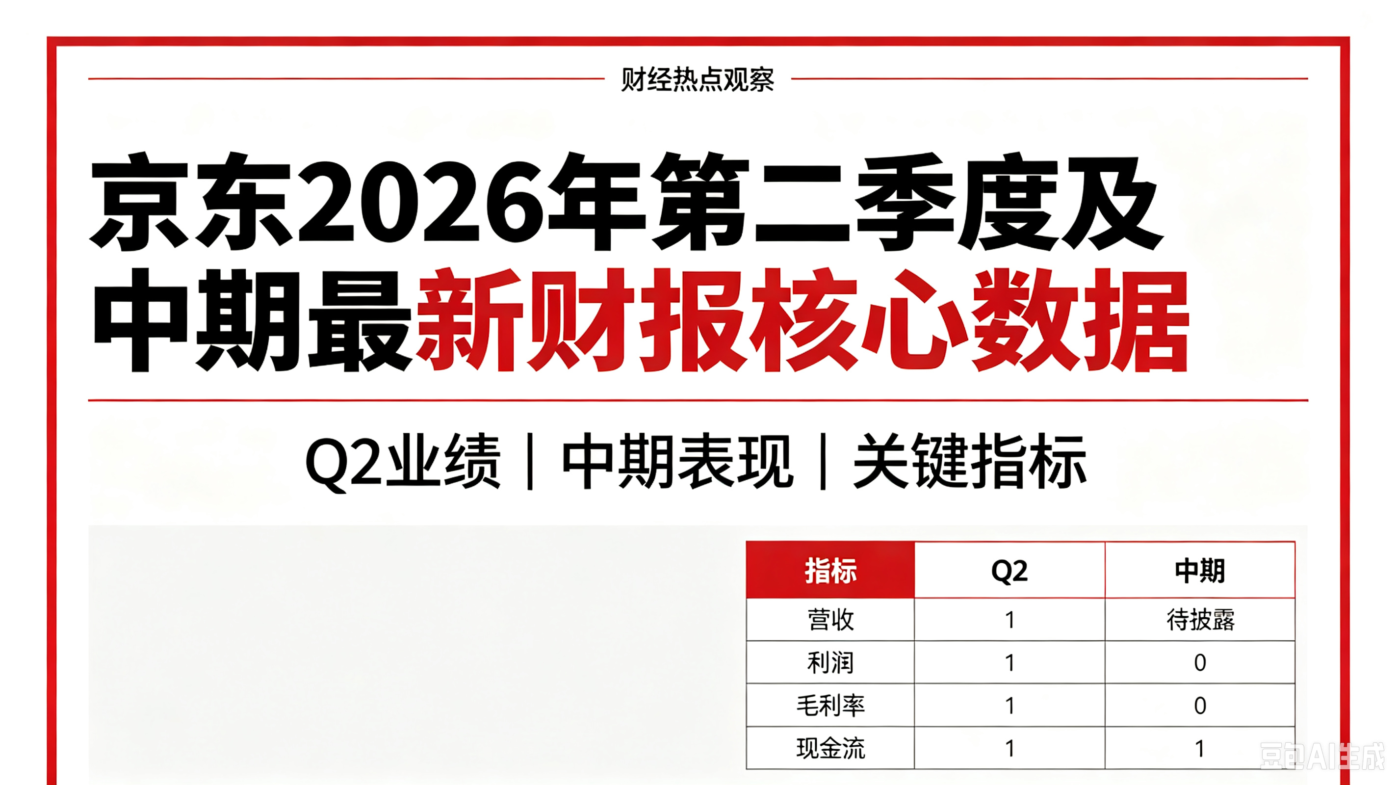京东2026年第二季度及中期最新财报核心数据